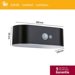 Paulmann 94571 Ayda solární nástěnná lampa Energetická třída (EEK2021): A (A - G) 5.5 W teplá bílá černá