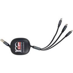 HP Autozubehör Ladekabel 3in1 ausziehbar USB nabíječka, Rychlonabíječka, 1x USB-C®, 1x Apple Lightning;, 1x micro USB, Rychlé nabíjení, černá