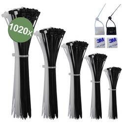 Quadrios 23CA242, 23CA242, stahovací pásky, 3.6 mm, 300 mm, černá, bílá, odolná vůči UV záření, 1020 ks