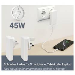 Maxtrack MQ4L cestovní nabíječka, Rychlonabíječka, GaN, USB A, USB-C®, 45 W, Rychlé nabíjení