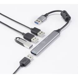 Renkforce RF-6250246 USB Hub 3 + 1 port USB-A USB 2.0 480 MBit/s s hliníkovým krytem černá RF-6250246