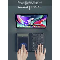 Renkforce RF-NK-300 Bluetooth® číselná klávesnice sklopné, Tiché klávesy, integrovaný touchpad, funkce kapesní kalkulačky černá