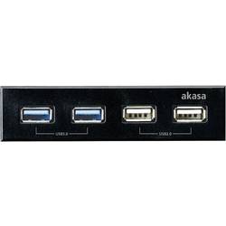 Akasa Akasa InterConnect S - Anschlüsse am vorderen Bedienfeld des Speicherschachts (A 4 porty USB Hub černá