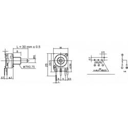 Potentiometer Service 63250-01400-2011/B1M, RD1601F-20B4-30R6-B1M-602 otočný potenciometr, 1cestný , Mono, 0.2 W, 1 MΩ, 1 ks