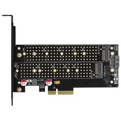 AXAGON PCEM2-DC 2 porty Řadič M.2 PCIe x4 Vhodný pro (SSD): 2230, 2242, 2260, 2280, 22110 Aktivní chlazení, vč. nízkoprofilového krycího plechu na prázdný slot