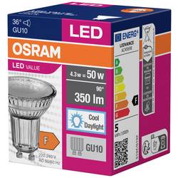 OSRAM HOMELIGHTING 4058075817715 LED Energetická třída (EEK2021) F (A - G) GU10 žárovka 4.3 W = 50 W studená bílá (Ø x v) 50 mm x 50 mm 1 ks