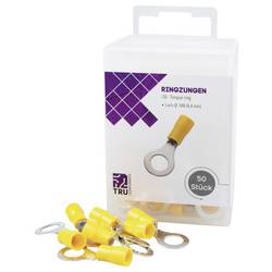 TRU COMPONENTS 746750 kulaté kabelové oko Průřez (max.)=6 mm² Ø otvoru=8.4 mm částečná izolace žlutá 50 ks