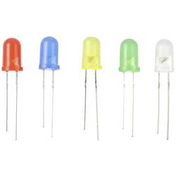 TRU COMPONENTS LED s vývody červená, žlutá, modrá, žlutozelená, teplá bílá kulatý 5 mm 90 mcd, 420 mcd, 2180 mcd, 19000 mcd 30 ° 20 mA 1.8 V, 2.4 V, 2.7 V, 3.4