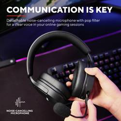 Trust GXT491 FAYZO Headset uzavřená (Over Ear) Bluetooth® Virtual Surround černá Surround-Sound, Vypnutí zvuku mikrofonu, regulace hlasitosti Gaming