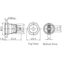 TRU COMPONENTS GQ22-11E/R/12V, 701776 tlačítko antivandal, 22 mm, 250 V/AC, 5 A, 1 ks