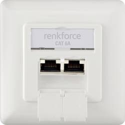 Renkforce síťová zásuvka pod omítku panel s čelní deskou a rámečkem CAT 6A 2 porty bílá