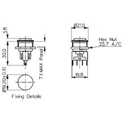 Bulgin MP0031/2, MP0031/2 tlačítko antivandal, 19.2 mm, 250 V/AC, 5 A, 1 ks