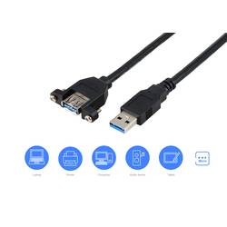 Renkforce USB kabel USB 3.0 USB-A zástrčka, USB-A zásuvka 1.00 m černá Pro vestavbu, lze šroubovat RF-5720388