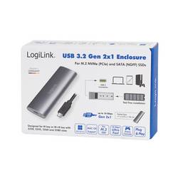 LogiLink UA0389 Pouzdro pro SSD M.2 USB-C™ (USB 3.2 Gen 2) 10 GBit/s M.2 PCIe NVMe, M.2 SATA 2230, 2242, 2260, 2280 UA0389