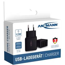 Ansmann HomeCharger HC212 USB nabíječka, 2x USB A, 12 W, černá
