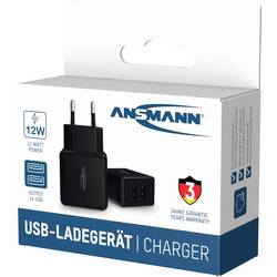 Ansmann HomeCharger HC212 USB nabíječka, 2x USB A, 12 W, černá