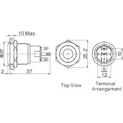 TRU COMPONENTS LAS1-AGQ11ZD, BL, 701303 tlačítkový spínač antivandal, 19 mm, 250 V/AC, 5 A, 1 ks