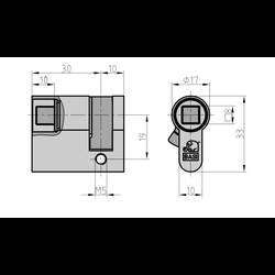 Basi VM5020-0000-VI8 Čtverhranná půlválcová zámková vložka 30 / 10mm