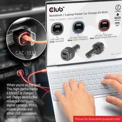 club3D CAC-1922 USB nabíječka, 1x USB A , 1x USB-C®, 63 W, černá