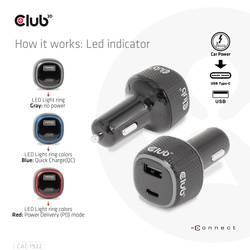 club3D CAC-1922 USB nabíječka, 1x USB A , 1x USB-C®, 63 W, černá
