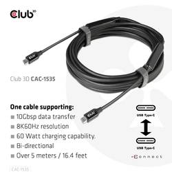 club3D Kabel USB-C USB-C ® zástrčka 5.00 m černá CAC-1535