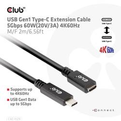 club3D Kabel USB-C USB 3.2 Gen1 USB-C ® zástrčka, USB-C ® zásuvka 2.00 m černá CAC-1529