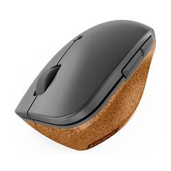 Lenovo Go Wireless Vertical optická ergonomická myš, přenos bezdrátový, 6 tlačítko, 2400 dpi, šedá, dřevo