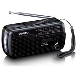 Lenco MCR-113BK MCR-113BK Nouzové rádio, FM, FM, KV (AM), KV, nouzové rádio, USB, FM, stolní lampa, Ruční klika, Funkce powerbanky, s akumulátorem, Solární