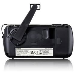 Lenco MCR-113BK MCR-113BK Nouzové rádio, FM, FM, KV (AM), KV, nouzové rádio, USB, FM, stolní lampa, Ruční klika, Funkce powerbanky, s akumulátorem, Solární
