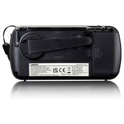 Lenco MCR-113BK MCR-113BK Nouzové rádio, FM, FM, KV (AM), KV, nouzové rádio, USB, FM, stolní lampa, Ruční klika, Funkce powerbanky, s akumulátorem, Solární