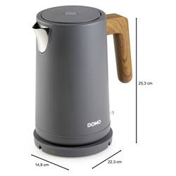 DOMO WASSERKOCHER rychlovarná konvice, Kontrolní okénko, ochrana proti přehřátí, indikátor, automatický start-stop, matná šedá, DO9268WK