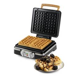 DOMO WAFFELEISEN – INKY BLACK vaflovač indikátor, nepřilnavý povlak, plynulý regulátor teploty, funkce časovače černá