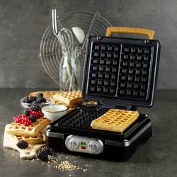 DOMO WAFFELEISEN – INKY BLACK vaflovač indikátor, nepřilnavý povlak, plynulý regulátor teploty, funkce časovače černá