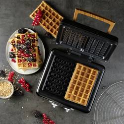 DOMO WAFFELEISEN – INKY BLACK vaflovač indikátor, nepřilnavý povlak, plynulý regulátor teploty, funkce časovače černá