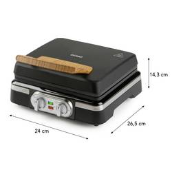 DOMO WAFFELEISEN – INKY BLACK vaflovač indikátor, nepřilnavý povlak, plynulý regulátor teploty, funkce časovače černá