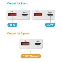 VOLTCRAFT UC-1C1A30W01 USB nabíječka 30 W 1x USB A , 1x USB-C® Rychlé nabíjení, Power Delivery 3.0 bílá GaN