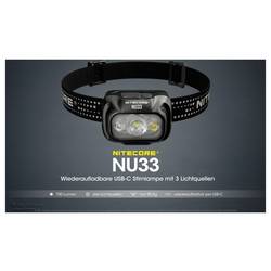 NiteCore NU33 LED čelovka, napájeno akumulátorem, 200 lm, 147 h, NC-NU33