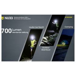 NiteCore NU33 LED čelovka, napájeno akumulátorem, 200 lm, 147 h, NC-NU33