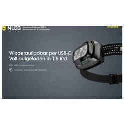 NiteCore NU33 LED čelovka, napájeno akumulátorem, 200 lm, 147 h, NC-NU33
