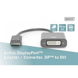 Digitus DisplayPort / DVI kabel Konektor DisplayPort, DVI-I 24+5pól. zásuvka 0.15 m černá DB-340414-001-S dvoužilový stíněný, stíněný Kabel DisplayPort