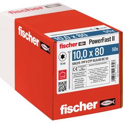 Fischer 566315 PowerFast II šroub se zápustnou hlavou 10 mm 80 mm vnitřní hvězdice ocel galvanizováno zinkem 50 ks