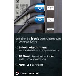 Oehlbach HDMI kabel Zástrčka HDMI-A, Zástrčka HDMI-A 3.00 m bílá D1C42538 8K UHD, třížilový stíněný HDMI kabel