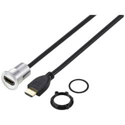 TRU COMPONENTS TC-11980456 Zásuvka HDMI panelového adaptéru HDMI zásuvka HDMI zástrčka stříbrná Pólů: 1 Délka kabelu: 90 cm Množství: 1 ks