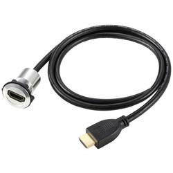 TRU COMPONENTS TC-11980456 Zásuvka HDMI panelového adaptéru HDMI zásuvka HDMI zástrčka stříbrná Pólů: 1 Délka kabelu: 90 cm Množství: 1 ks