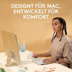 Logitech Lift for Mac Vertical Ergonomic optická ergonomická myš, myš, přenos bezdrátový, 6 tlačítko, 4000 dpi, světle šedá