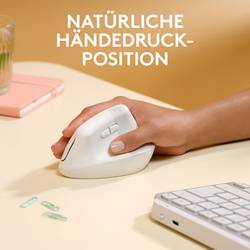 Logitech Lift for Mac Vertical Ergonomic optická ergonomická myš, myš, přenos bezdrátový, 6 tlačítko, 4000 dpi, světle šedá
