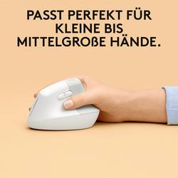 Logitech Lift for Mac Vertical Ergonomic optická ergonomická myš, myš, přenos bezdrátový, 6 tlačítko, 4000 dpi, světle šedá