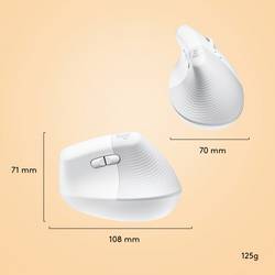 Logitech Lift for Mac Vertical Ergonomic optická ergonomická myš, myš, přenos bezdrátový, 6 tlačítko, 4000 dpi, světle šedá