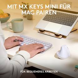 Logitech Lift for Mac Vertical Ergonomic optická ergonomická myš, myš, přenos bezdrátový, 6 tlačítko, 4000 dpi, světle šedá