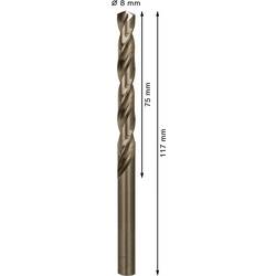 Bosch Accessories 2608585894 HSS kovový spirálový vrták 8 mm Celková délka 117 mm Cobalt DIN 338 válcová stopka 5 ks